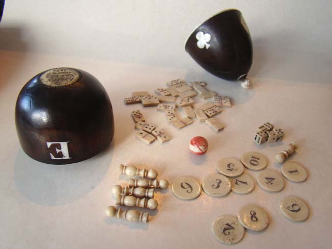 A 19th century sailor-made bone inlaid wooden games egg dated 1854 — image 2